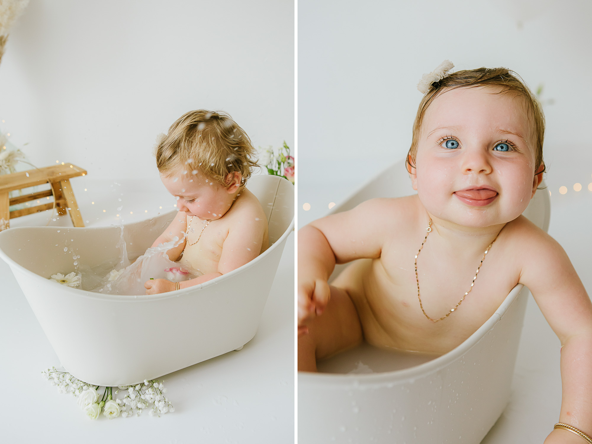 Séance photo bain de lait pour bébé
